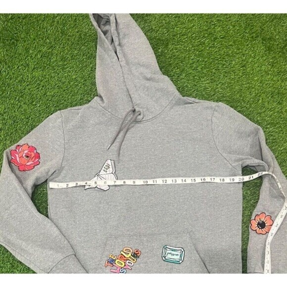 Puma  Women's Gray Hoodie Customized With Patches Size Small - Picture 8 of 13